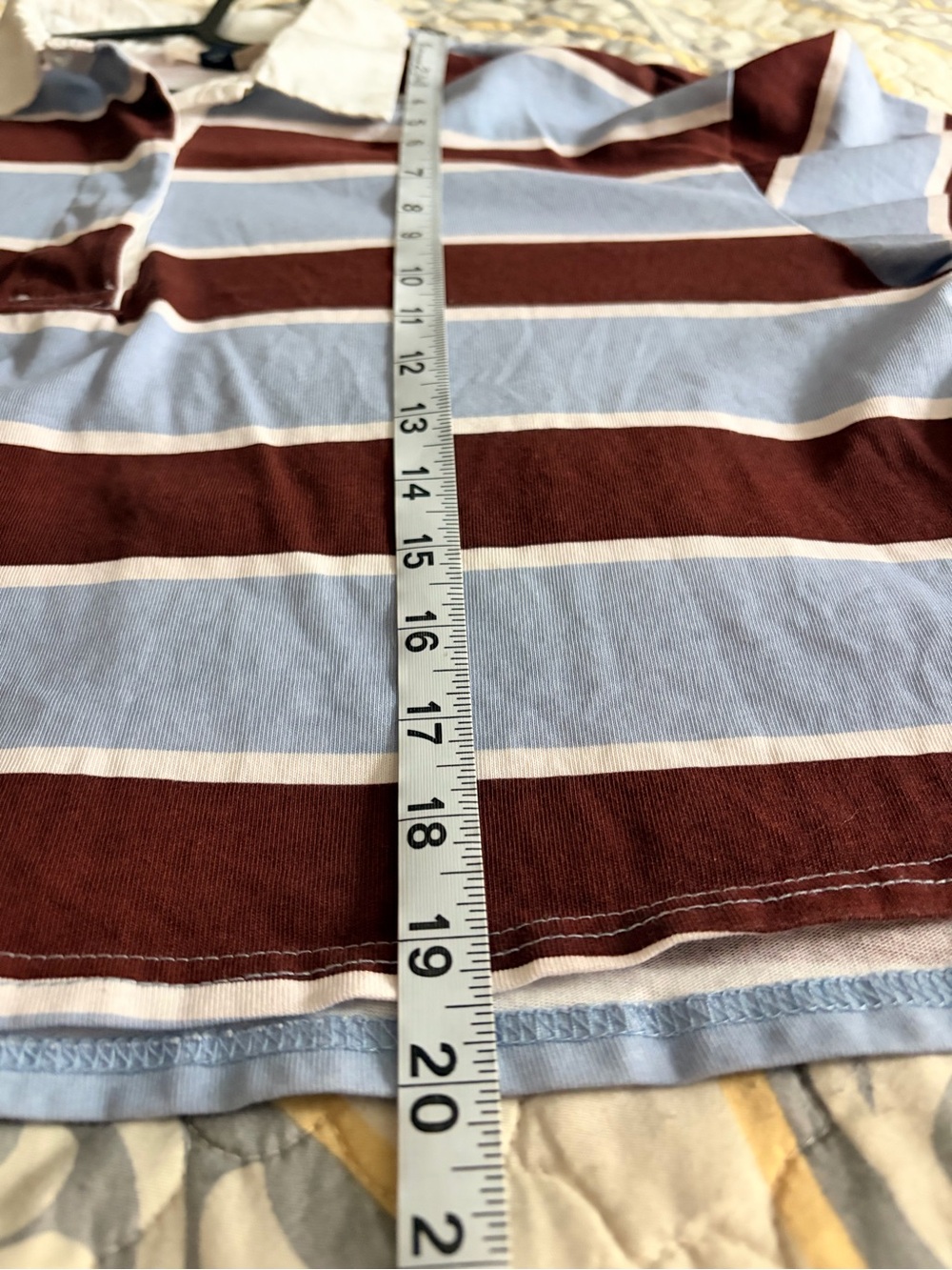 Universal Thread Striped Rugby Polo Cropped Top, Size Large - Picture 7 of 9